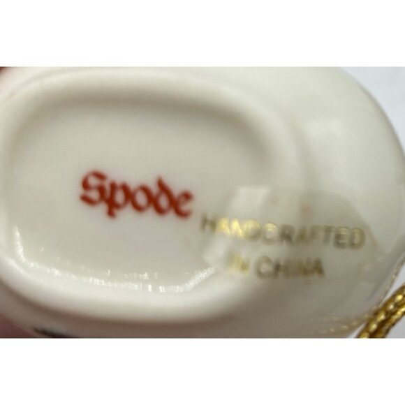 Spode Miniature Christmas Tree Pitcher Ornament W/ Plaid Bow & Gold Hanging Stri - Picture 9 of 11